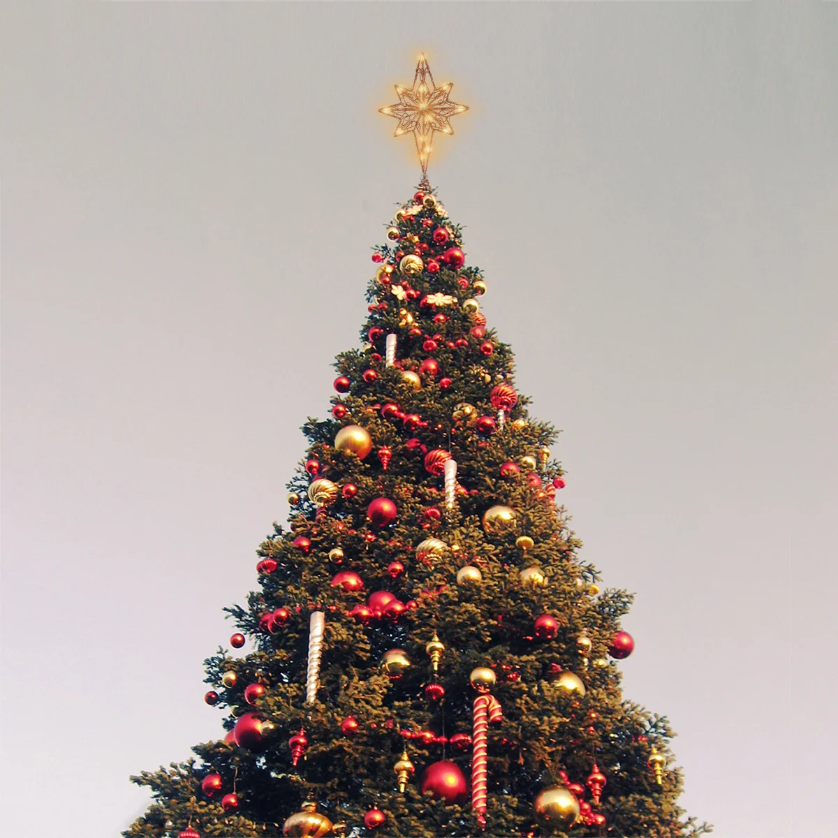 

Star Tree Topper Elegant Eight Pointed Gold Adjustable Cone Holder for Christmas Tree Decoration Festival Party Decor