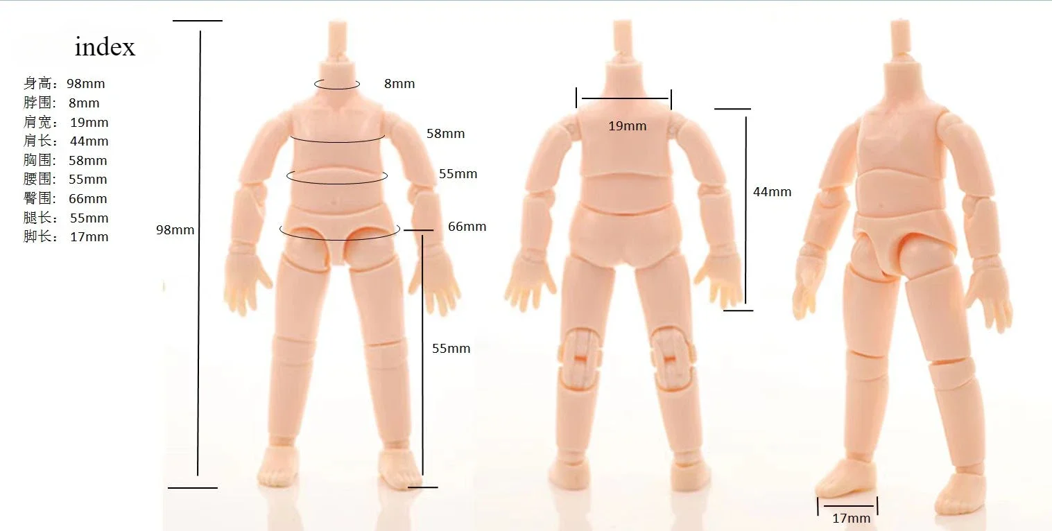 Height 9.8cm Ob11 Movable Joints Flexible Body Nude Baby Doll for Action Figure Display Collection DIY