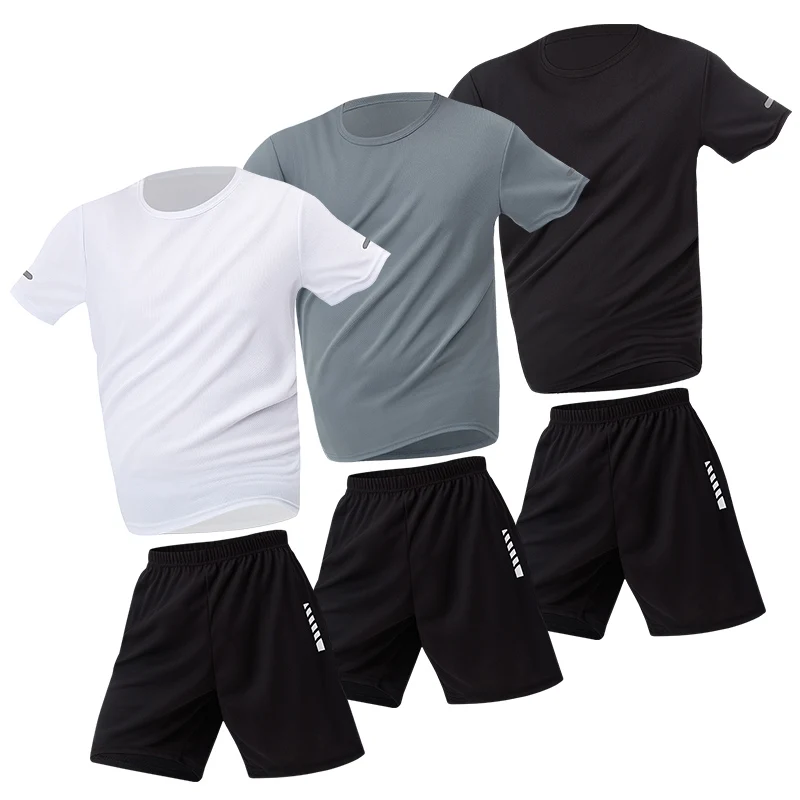 2/4/6 Stück Plus Size Herren Schnelltrocknende Kurzarm-Shorts Anzug Herren Freizeitsport Laufen Fitness T-Shirt Joker Shorts Teenager