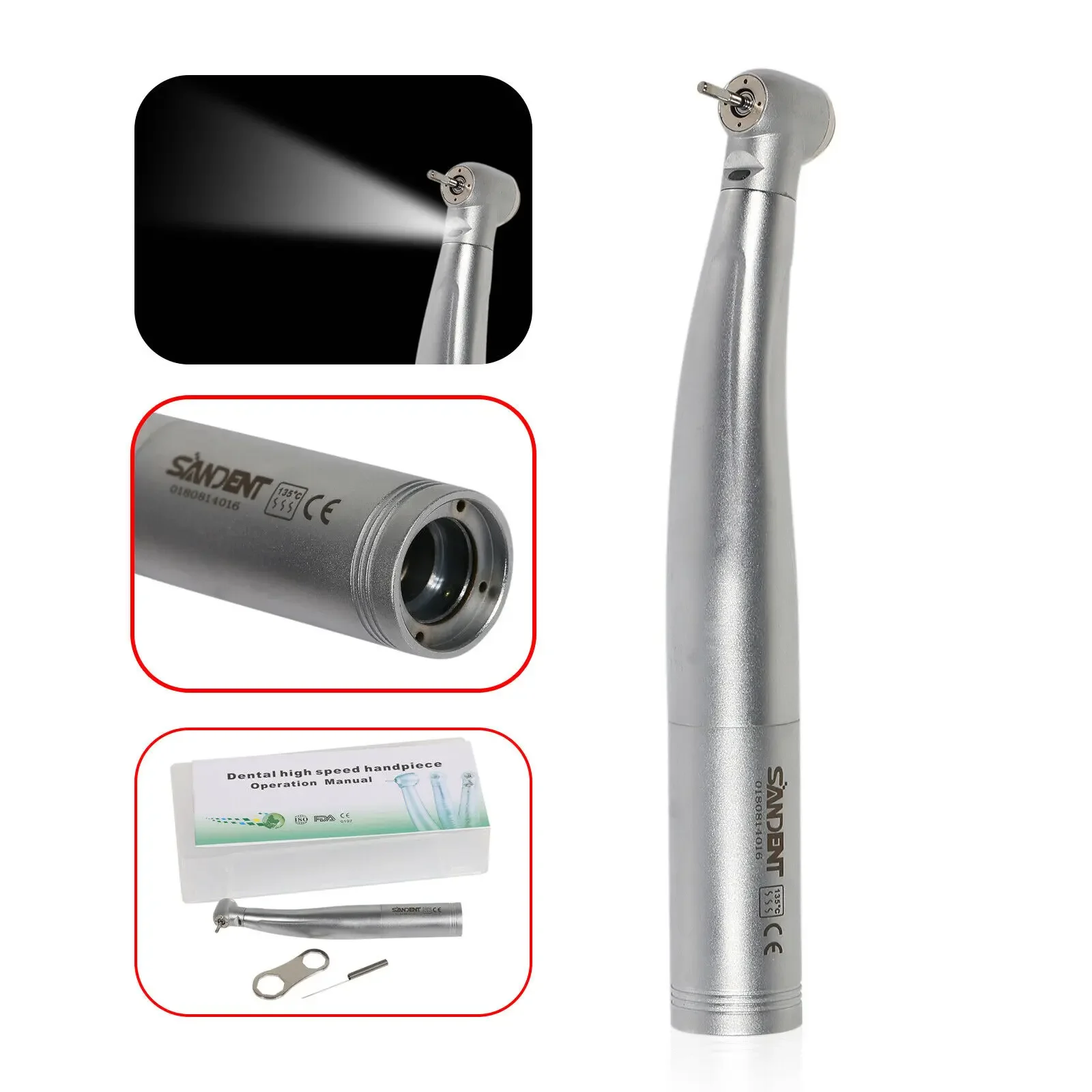 Dental Fiber Optic High Speed LED Handpiece Standard Head Push Button Turbina Fit Multiflex Lux Quick Coupler KAVO Type Dentista