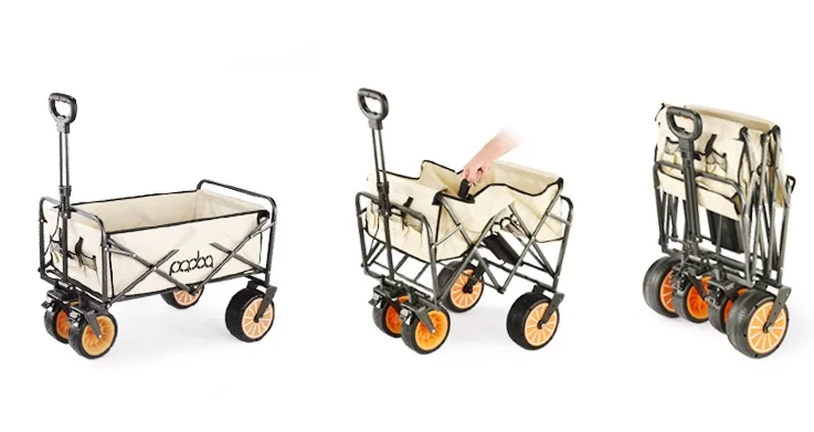 2024 NEW Electric Camping Cart Folding Trolley Portable Ultralight Shopping Pushcart Outdoor Picnic Beach Wagon Trailer Cart