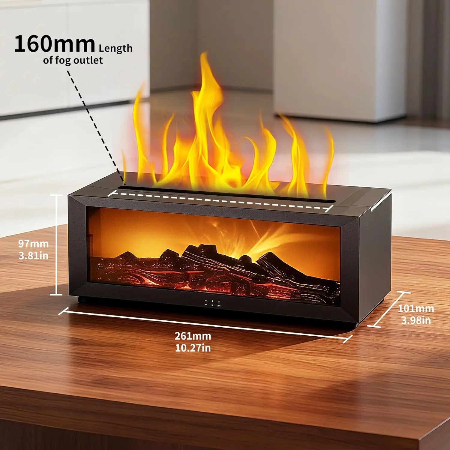 2026 New Upgrade 2026 New Upgrade Fireplace Flame Diffuser, 150ml Cool Mist Humidifier, Upgrade 7 Colour Lights Essential Oil Di