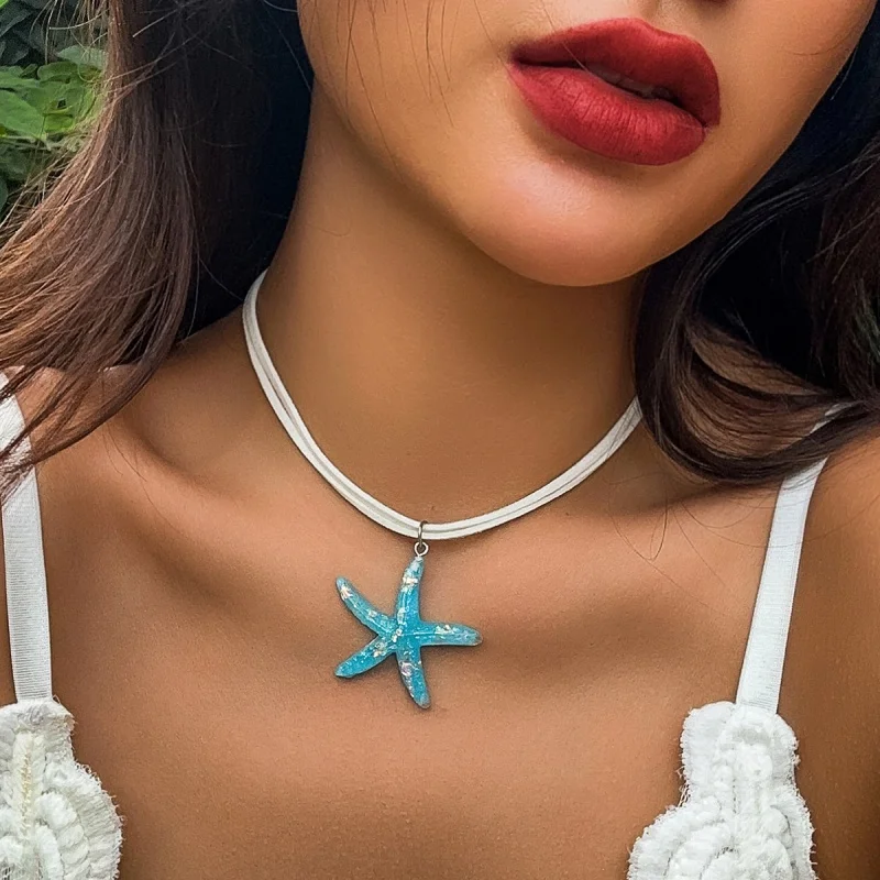 Light Luxury Ornament Personalized Diy Starfish Tassel Necklace Beach Mermaid Bohemian Style Necklace