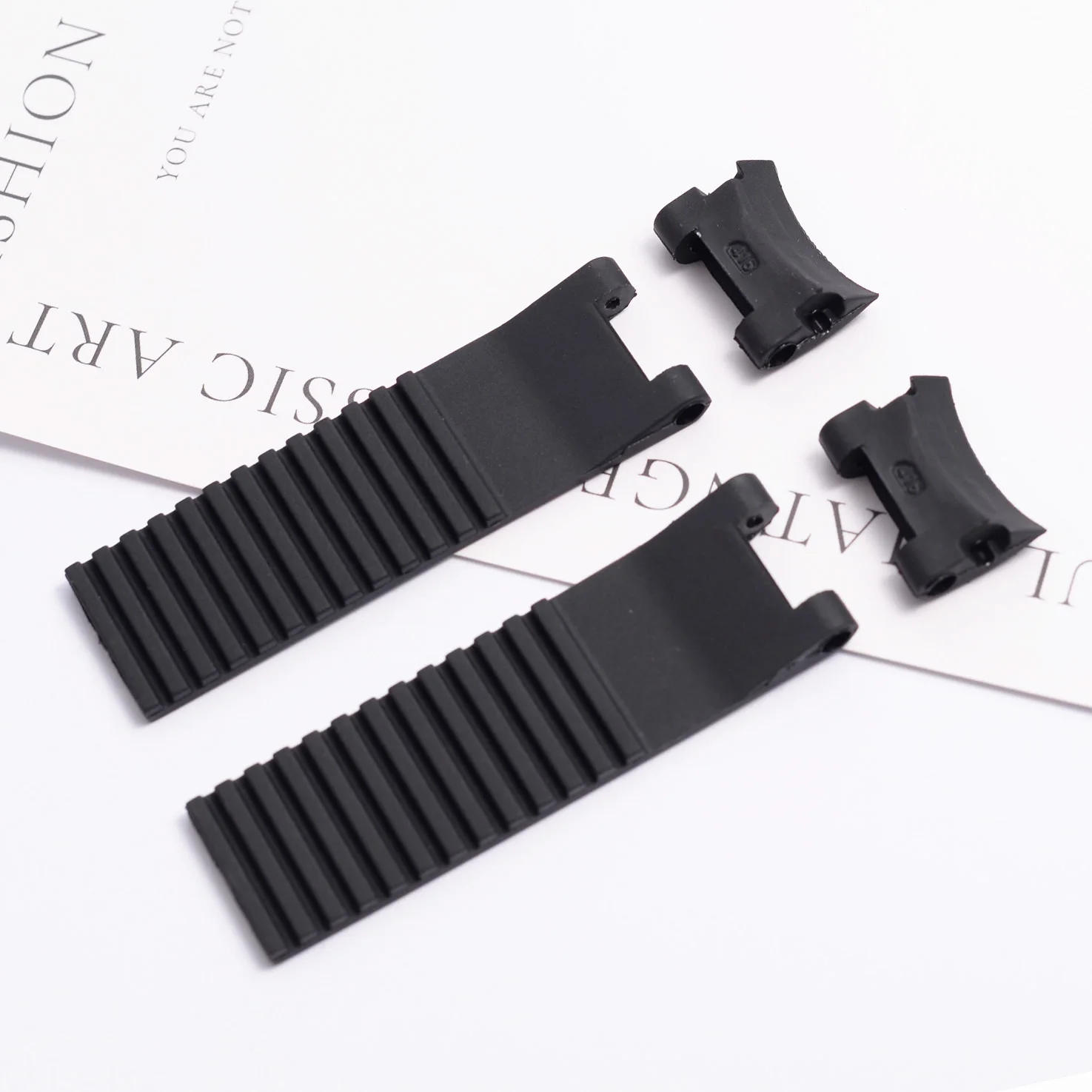 Black Blue With Red Stripes Silicone Rubber Watchband Watch Strap For Ulysse Nardin DIVER MARINE Strap Bracelet 22mm view 5