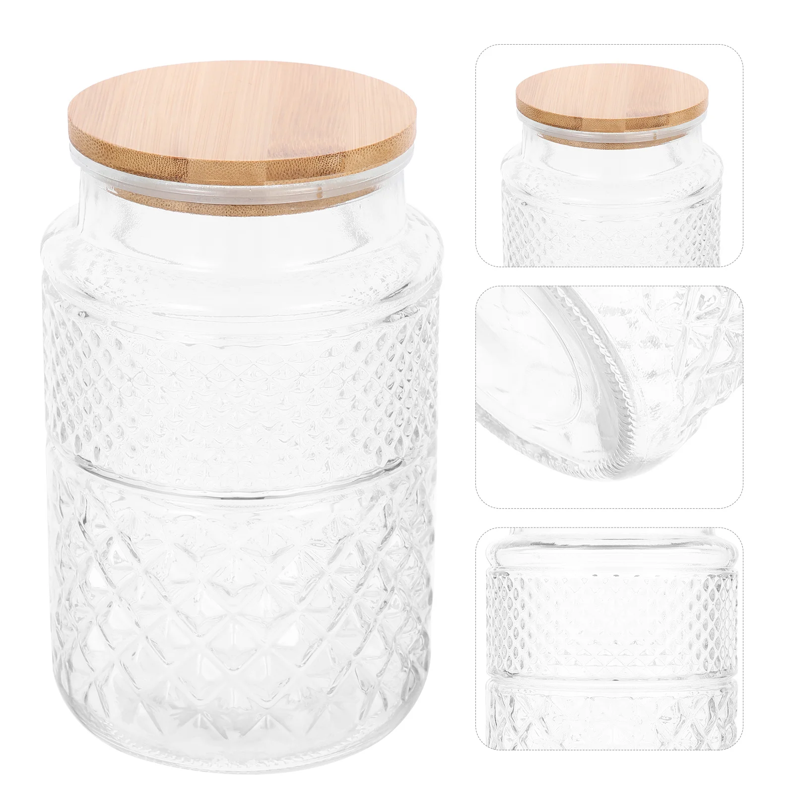 

Glass Sealed Jar Transparent Kitchen Storage Canister Simple Design Cost-Effective Nuts Tea Candy Grain Preservation Home Supply