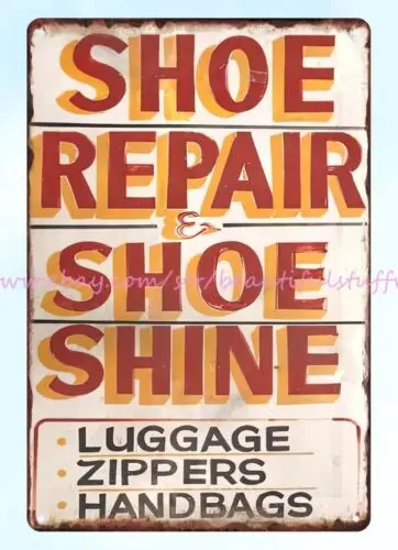 shoe repair shoe shine luggage zippers handbags metal tin sign modern art prints