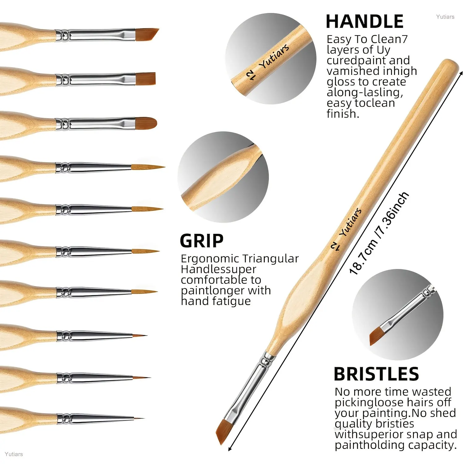 39pcs Artist Paint Brushes for Acrylic, Watercolor, Gouache, Oil and Hobby Painting Wood Color