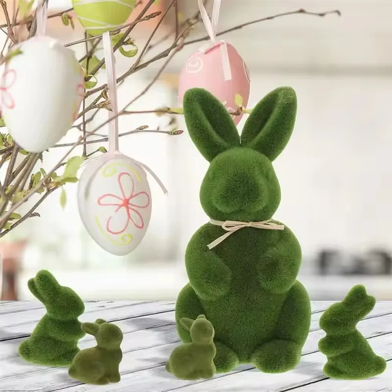Figuras de conejito de Pascua bonitas, adorno de conejo encantador, paisaje en miniatura, decoración del hogar, Mini conejo de primavera, modelo de juguete 2026