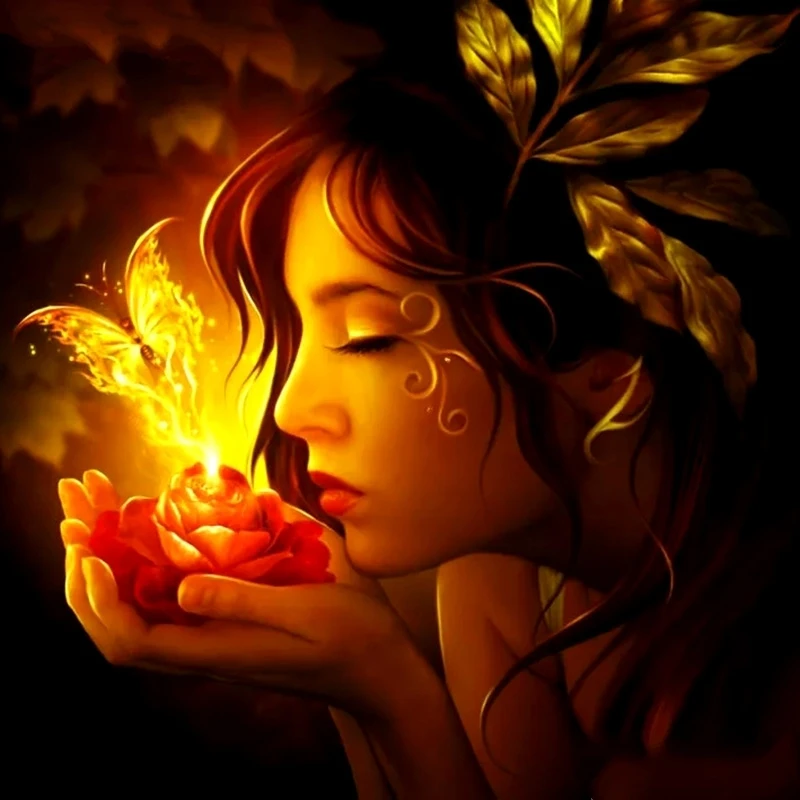 

Div 5D Леди Женщина Девушка Огненная Бабочка Полная Алмазная Картина Наборы для вышивки крестом Художественные персонажи мультфильмов 3D краска по бриллиантами