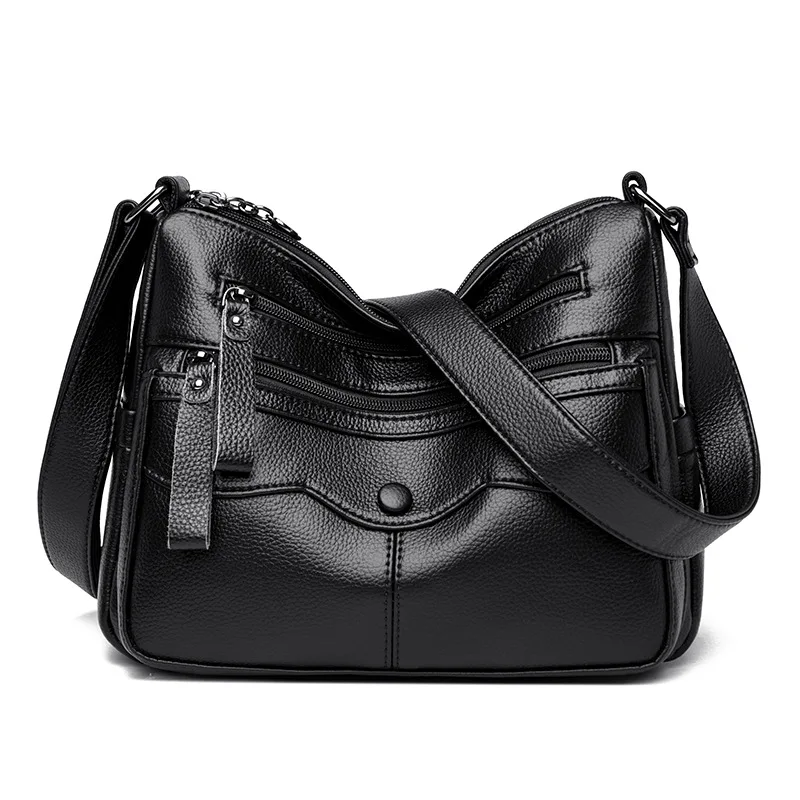 20024 Bag Women\'s Cross-border New Women\'s Fashion Mother Soft Leather Large Capacity Shoulder Bag Messenger Bag High-capacity