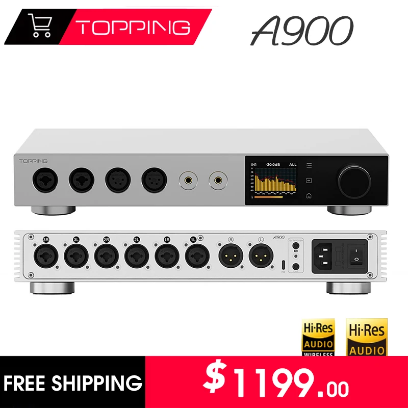 

Topping A900 Pure Design Superior Performance Ultra-Flagship Headphone Amplifier Fully balanced Relay Volume Control HIFI AMP