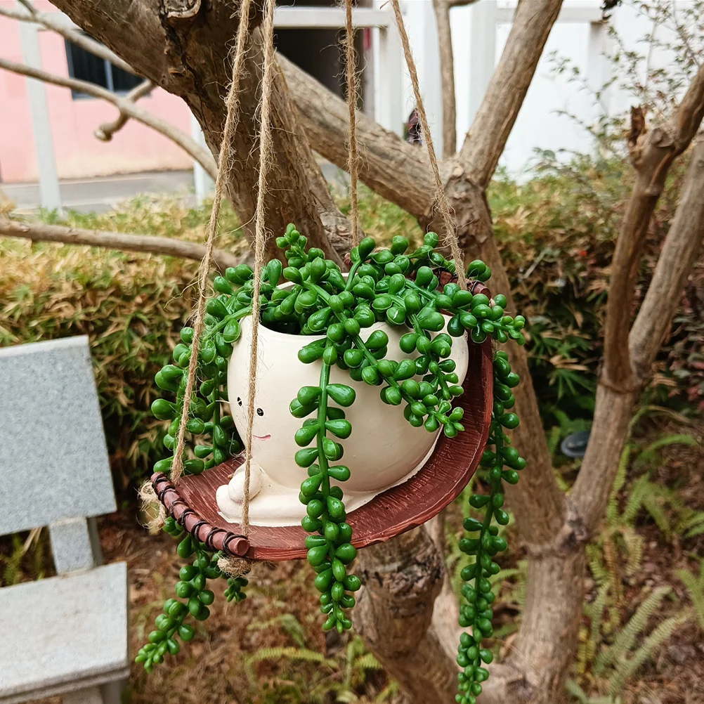 

Hanging Smiling Face Resin Plant for Various Plants Easy Install Maintain Cute Decorative Container Hanging Planter