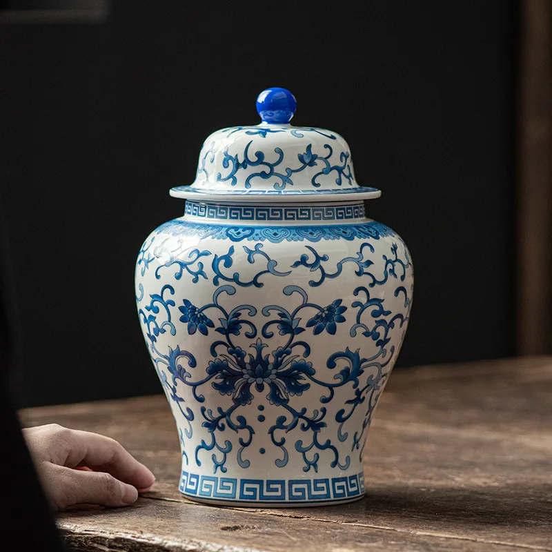Plant Vine Winding Ceramic Storage Jar Moistureproof Sealed Tea Can Crafts Interior Ornaments Decoration