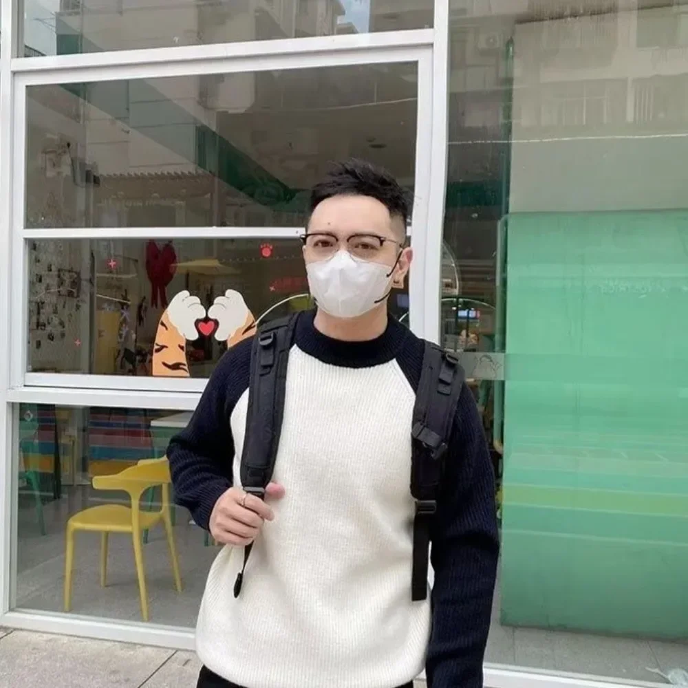 

Пуловер для мужчин, трикотаж, однотонные вязаные свитера с длинными рукавами для мужчин, кашемировая тканая корейская популярная одежда Y2k