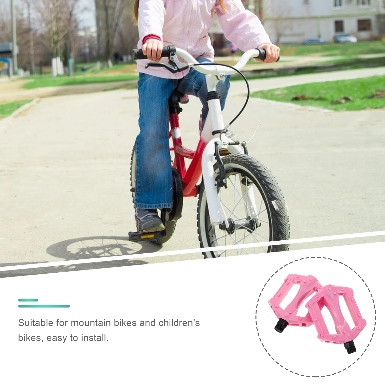 

Kids Bike Pedals Durable Plastic Iron Stable Support Antislip Compatible Childrens Bikes Mountain Replacement Pink Toddler