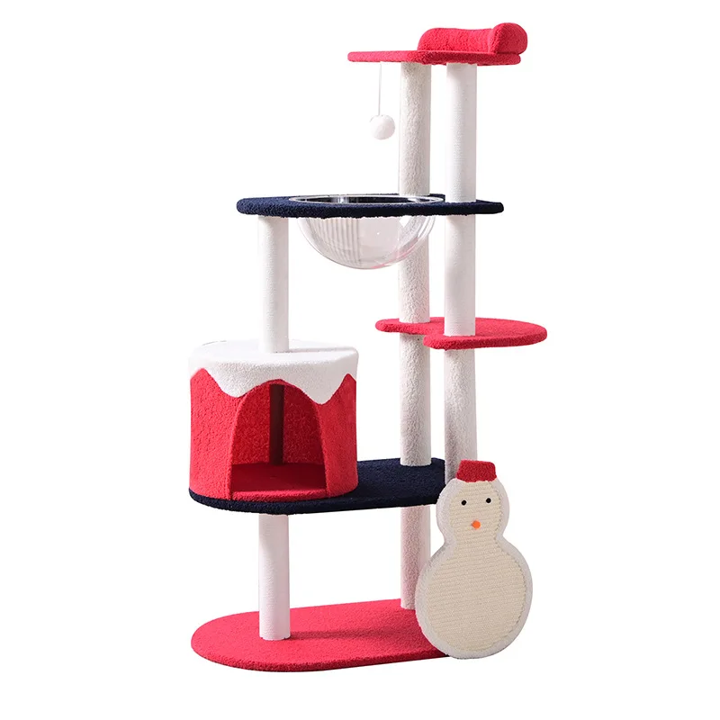 

Christmas Themed Large Cat Tree with Scratching Posts, Multi-Cat Friendly, Up to 5 Tiers, Multiple Sizes Available