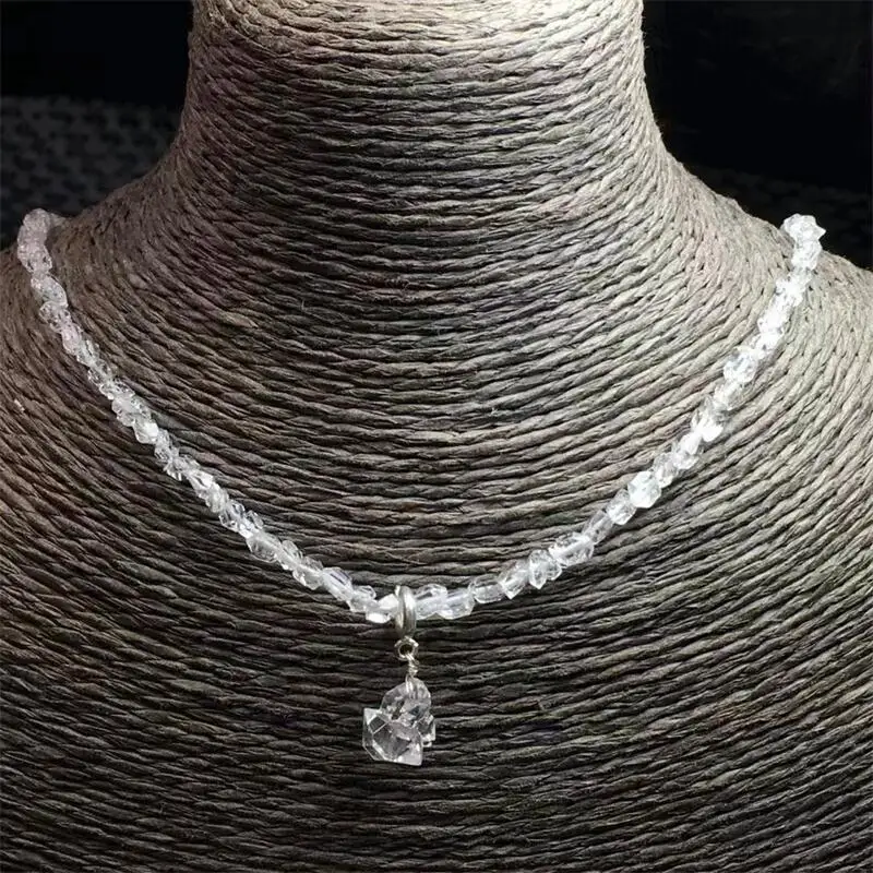 

S925 Natural Herkimer Diamond Necklace Birthday Present Beauty Fashion Gemstone Color Charm Jewelry 1PCS