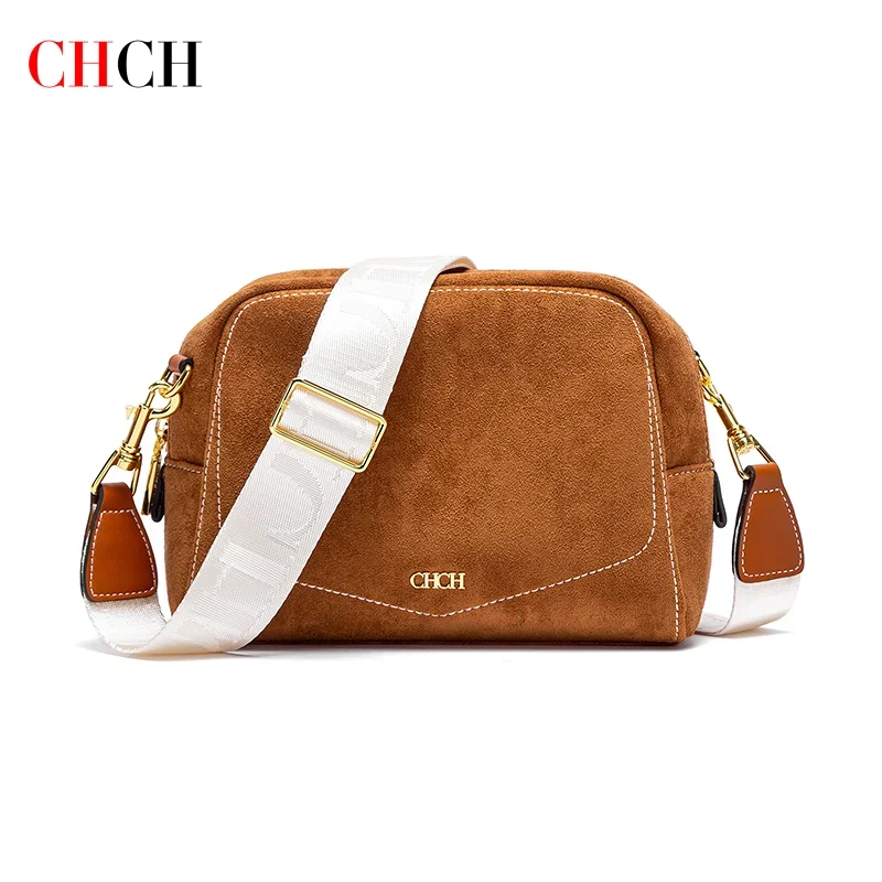 2025 CHCH Women's Crossbody Bag Autumn/Winter Collection Anti Velvet Square Bag Wine Red Shoulder Bag Christmas Gift