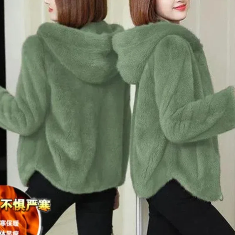 Autumn Winter New Fashion Hoodies Long Sleeve Solid Coral Fleece Trench Women's Clothing Loose Casual Pockets Korean Chic tops