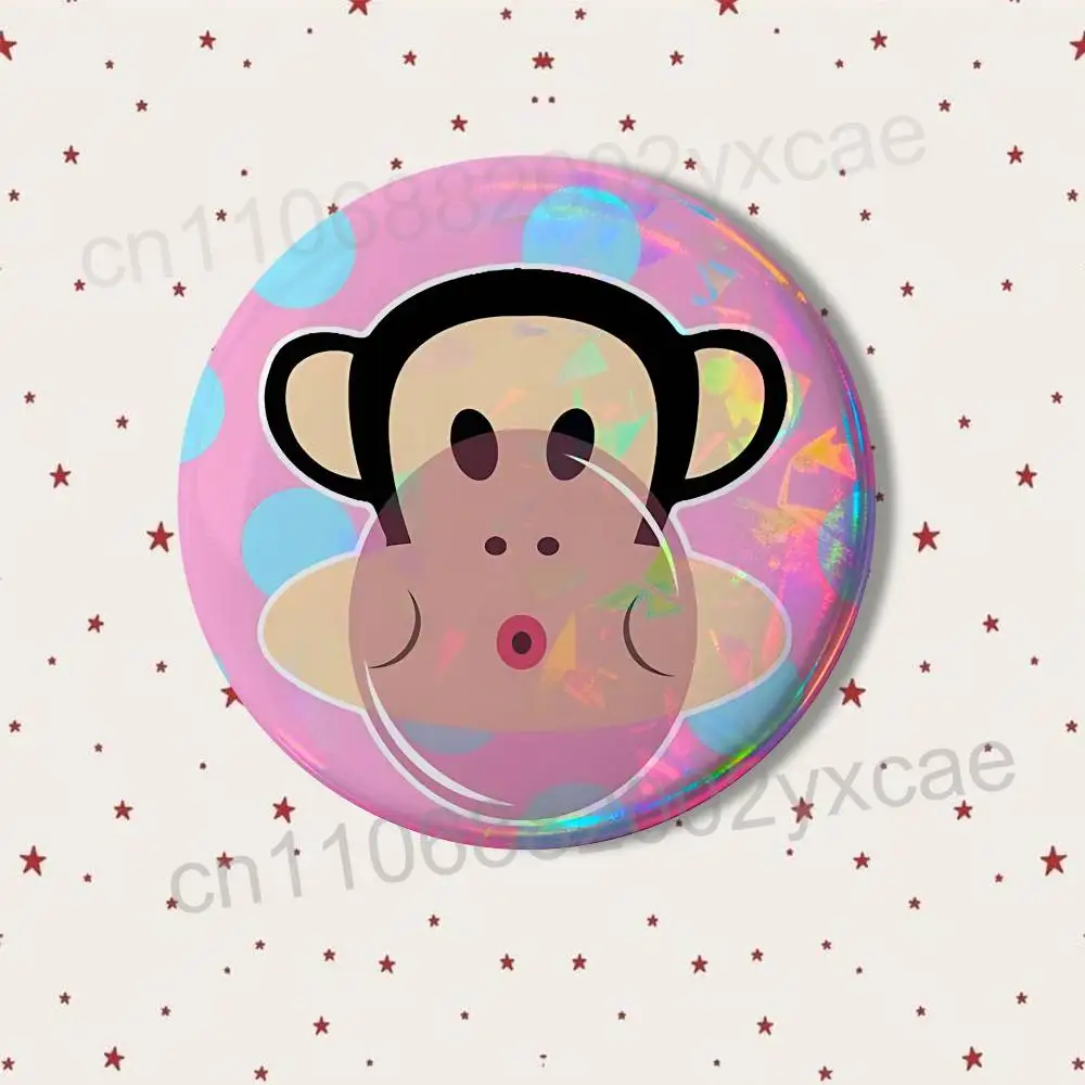 Dies ist ein Affen-Paul-Frank-Abzeichen für Rucksäcke, Kleidungsdekoration, runde Brosche aus Weißblech, lustige, individuelle Geschenke für Freunde – Detail 3
