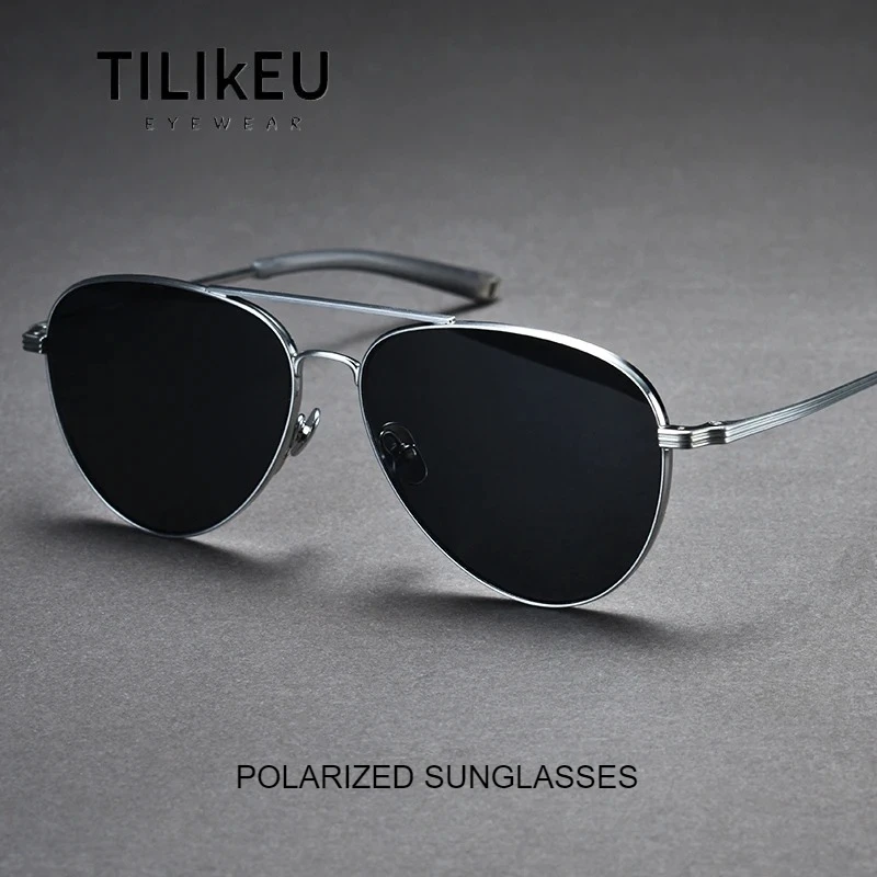 

Новые солнцезащитные очки-авиаторы из чистого титана с двойной перемычкой, поляризованные, винтажные, люксовые, мужские, для активного отдыха, вождения, с защитой от бликов, UV400