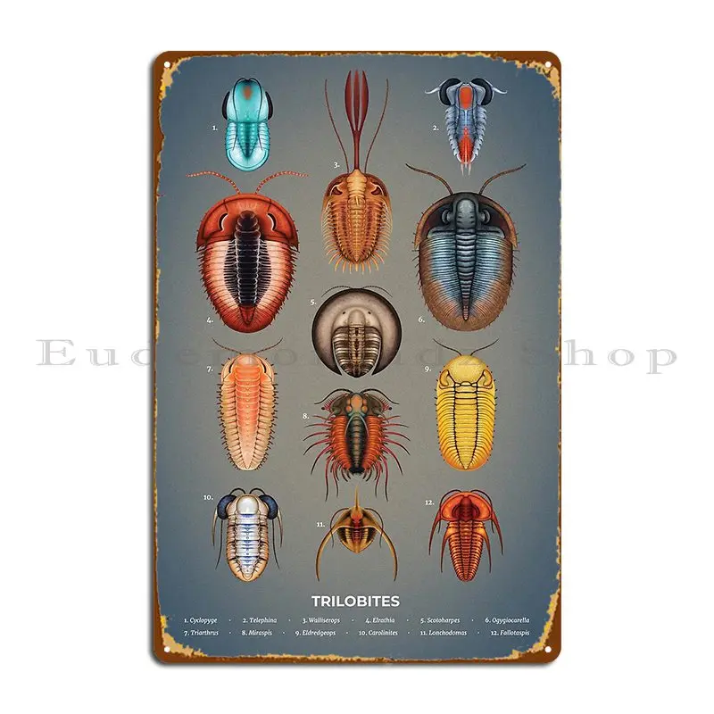 Trilobites Plate Metal Sign Decoration Plaques Designing Print Classic Tin Sign Poster