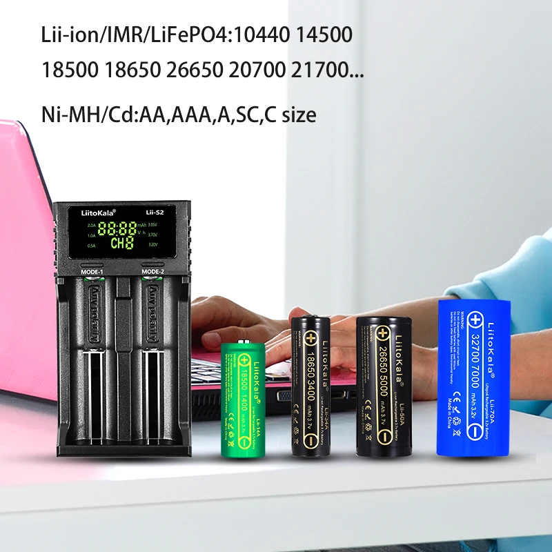 Wielokompatybilna ładowarka LiitoKala Lii-S2 — obsługuje baterie litowo-jonowe AA, AAA, 18650, 26650 — zdjęcie produktu 6