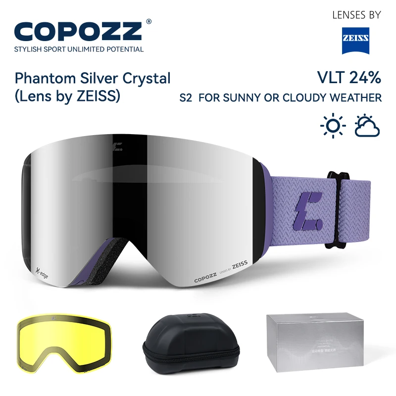 COPOZZ Winter Skiing Goggle Women Men Outdoor UV400 Zeiss Lens Magnetic High-definition Anti-fog Detachable Adult Ski Goggle ﻿
