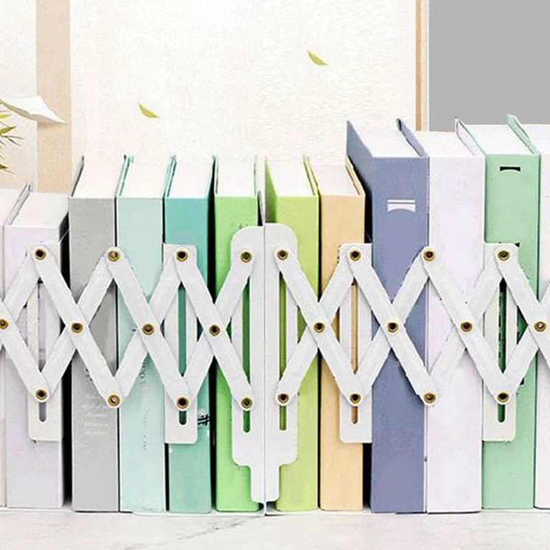 Estante ajustável de mesa expansível livro fichário metal criativo estante telescópica com suporte de caneta destacável