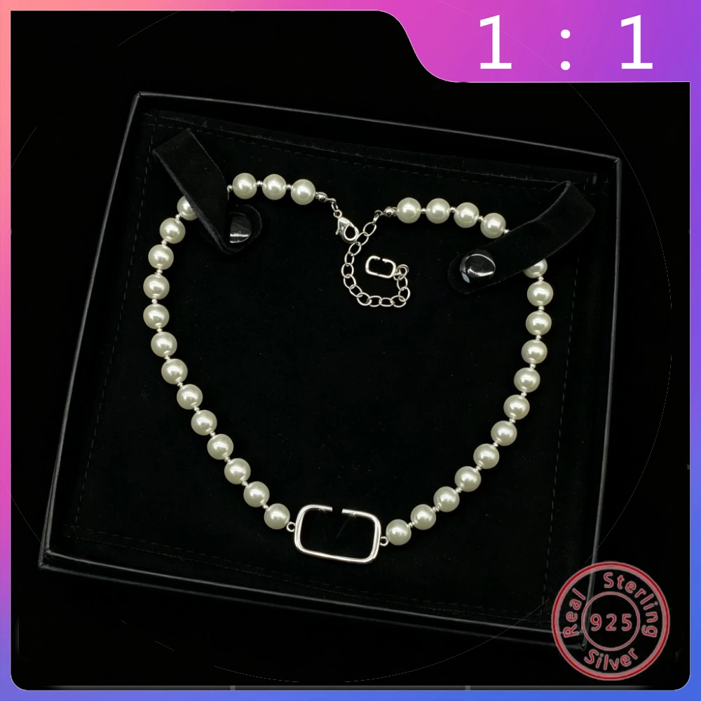 

Новое модное ретро-колье из серебра S925 с жемчугом и буквой, универсальный дизайн, подарок на праздник