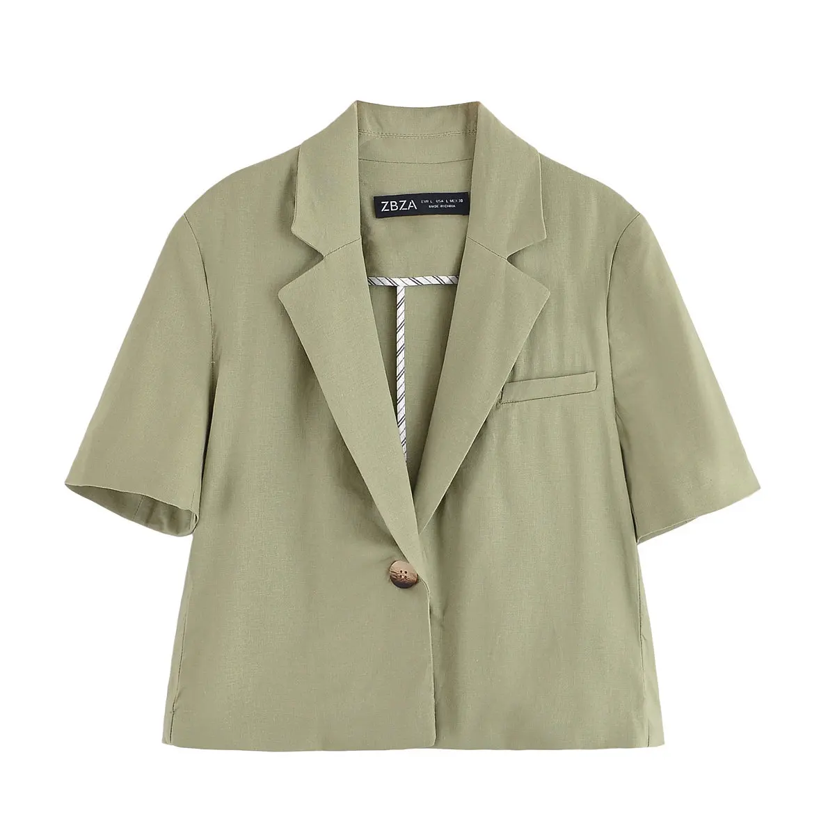Green Summer Two-piece Set for Women 2026 New Solid Color Short Sleeve Fresh Suit Jacket American Style Shorts with Sashes