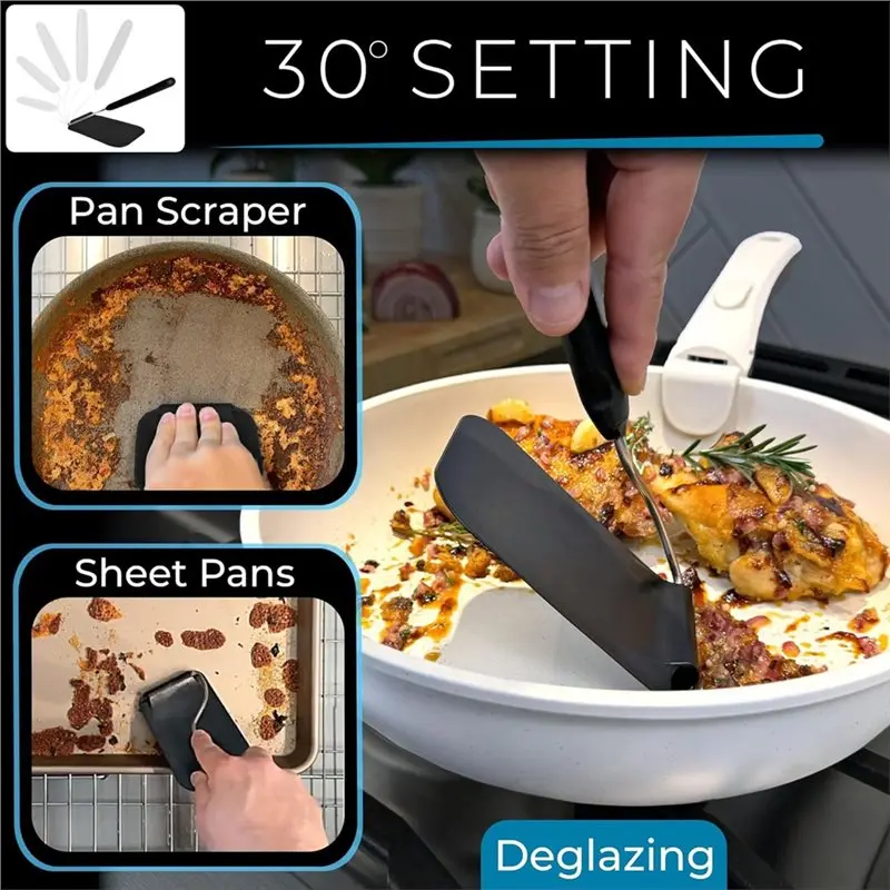 ABJO-For Kitchen Nonstick Cookware Compatible Multi-Function Adjustable-Angle Scoop Spatula No Scratches Cooking Flips Tool Flip
