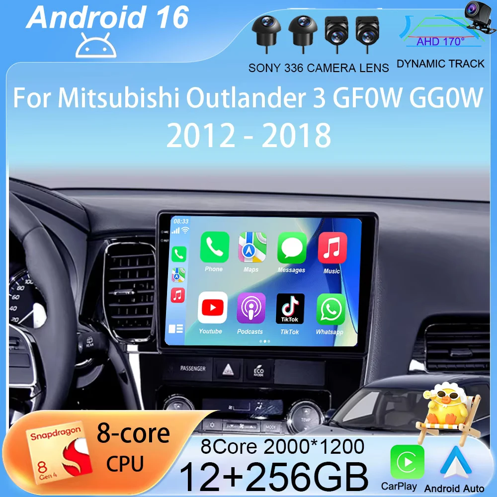 

Android 16 For Mitsubishi Outlander 3 GF0W GG0W 2012 - 2018 8 Core 4G Multimedia Video Player Navigation GPS Car Radio NO DVD