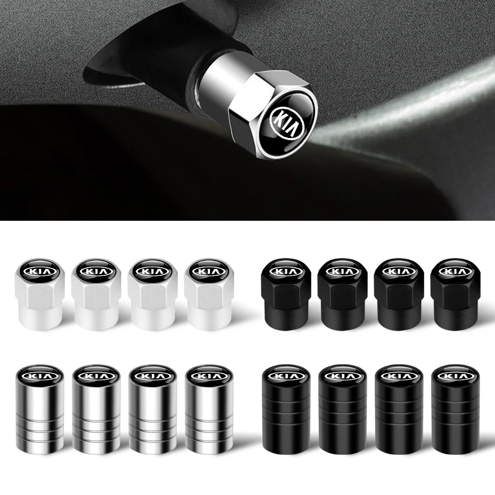 4PCS Car Badge Wheel Tires Valve Caps Tyre Valve Stem Covers For KIA Rio Soul Seltos Forte K5 K3 Niro Picanto Stinger Sportage