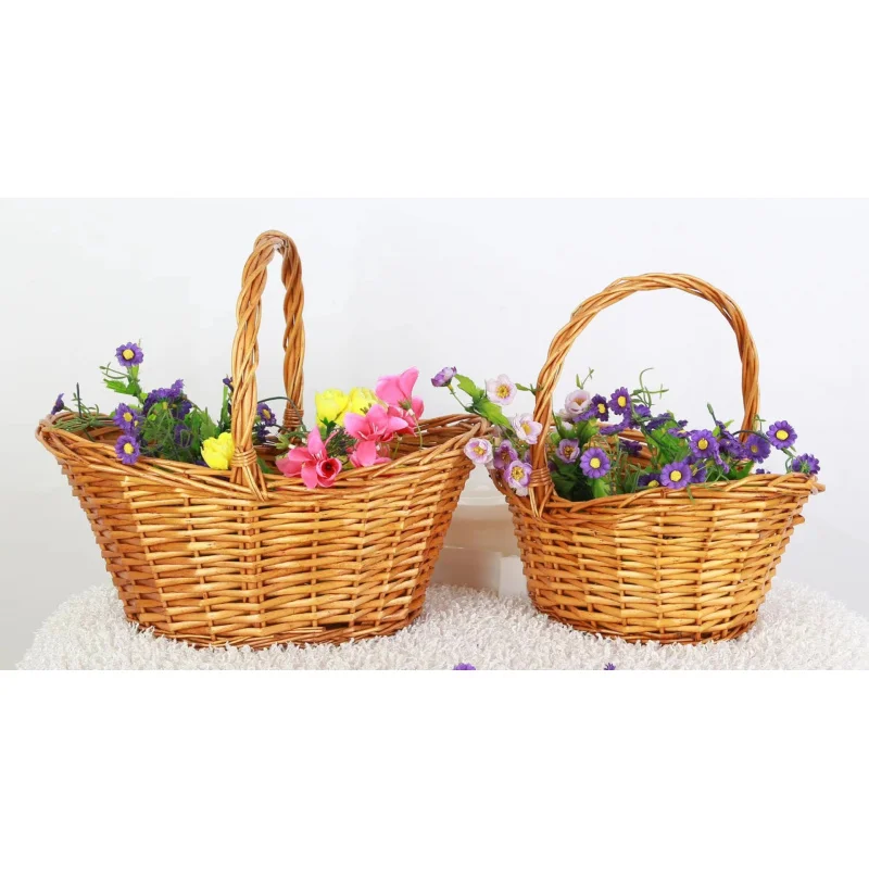 Rattan Fruit Vegetable Picnic Knitted Egg Wicker Storage Bamboo Shopping Basket