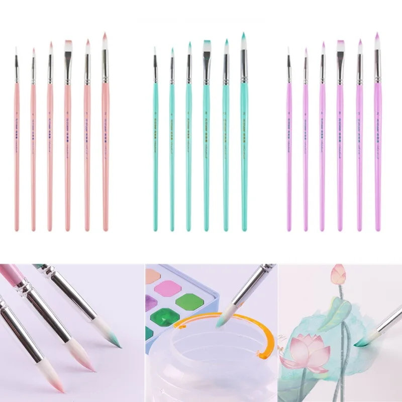 

3/4/5/6pcs Painting Brush Set Wood Pole Nylon Hair Pen Art Tool Student Watercolor/acrylic/oil Painting Supplies Paint Brushes