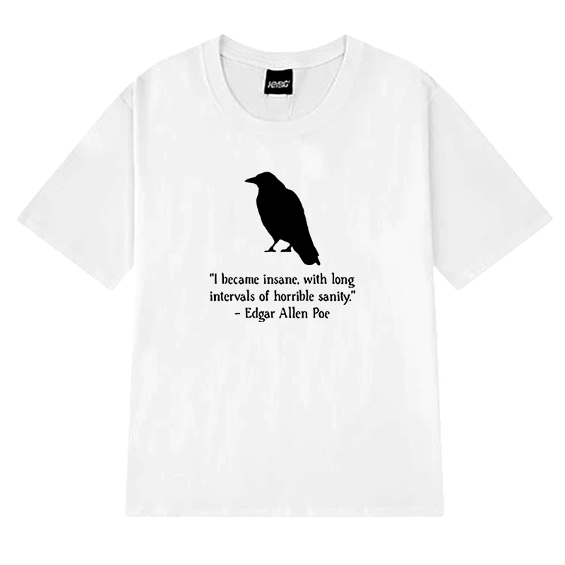 Street Hipster Theme Edward Allen POE and Bird Print Hip Hop T-shirt Summer 100% Cotton O-Neck Oversized short sleeve T-shirts