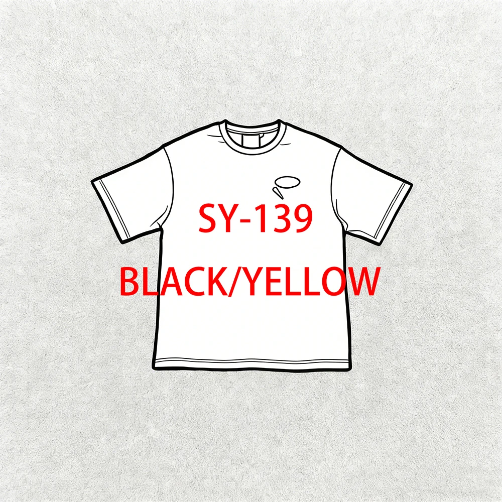 SY-139   Men's Cotton Short Sleeve Tee Jogger T-shirt Summer Tracksuit Top Jersey PRINTED TEE-BLACK/YELLOW