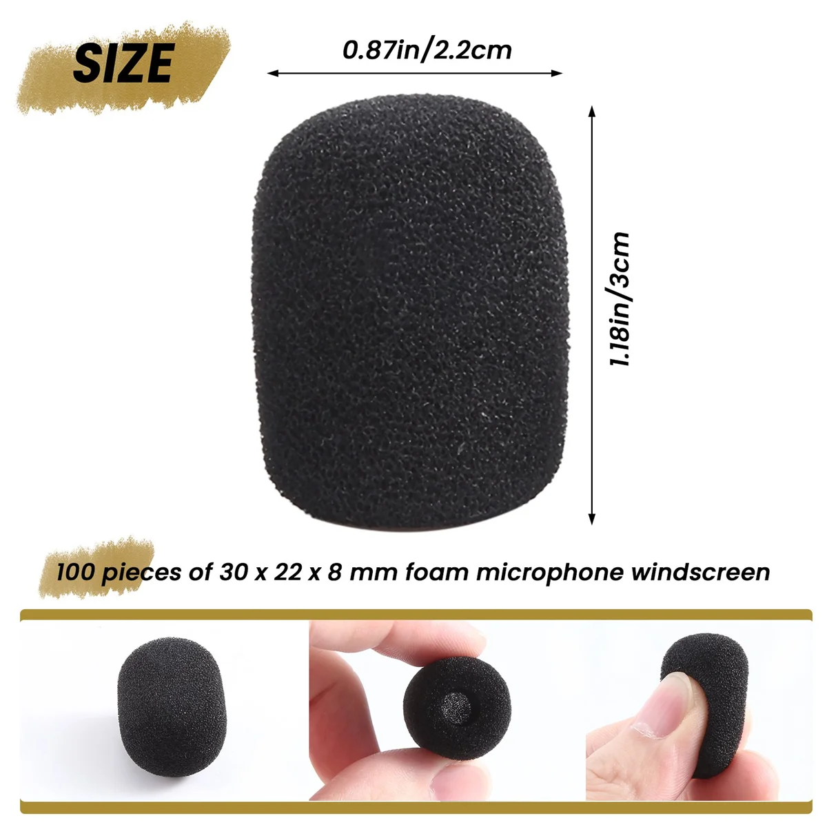 100 قطعة من غطاء الميكروفون الإسفنجي الصغير للزجاج الأمامي لحماية الرغوة لميكروفونات سماعة الرأس الصغيرة