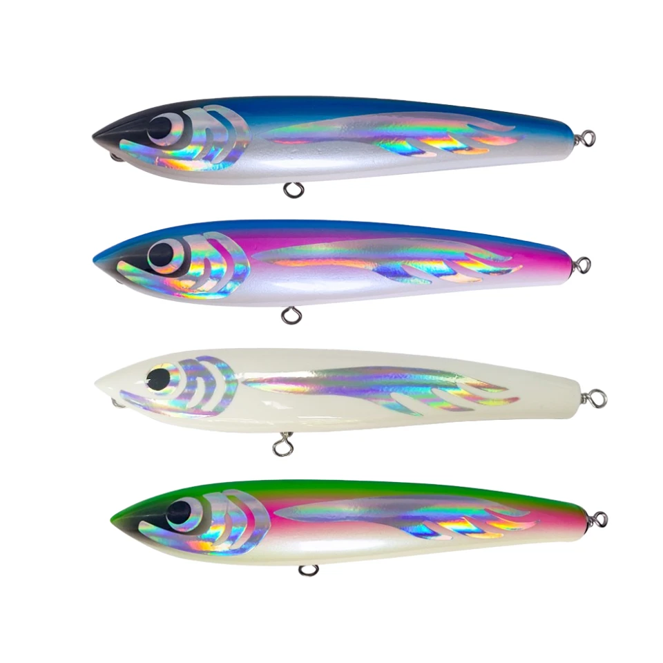 Wood Trolling Lure 65g90g120g140g Big Game Topwater Surface Popper Pencil Stick Lure Saltwater Boat Fishing Bait Casting Leurre