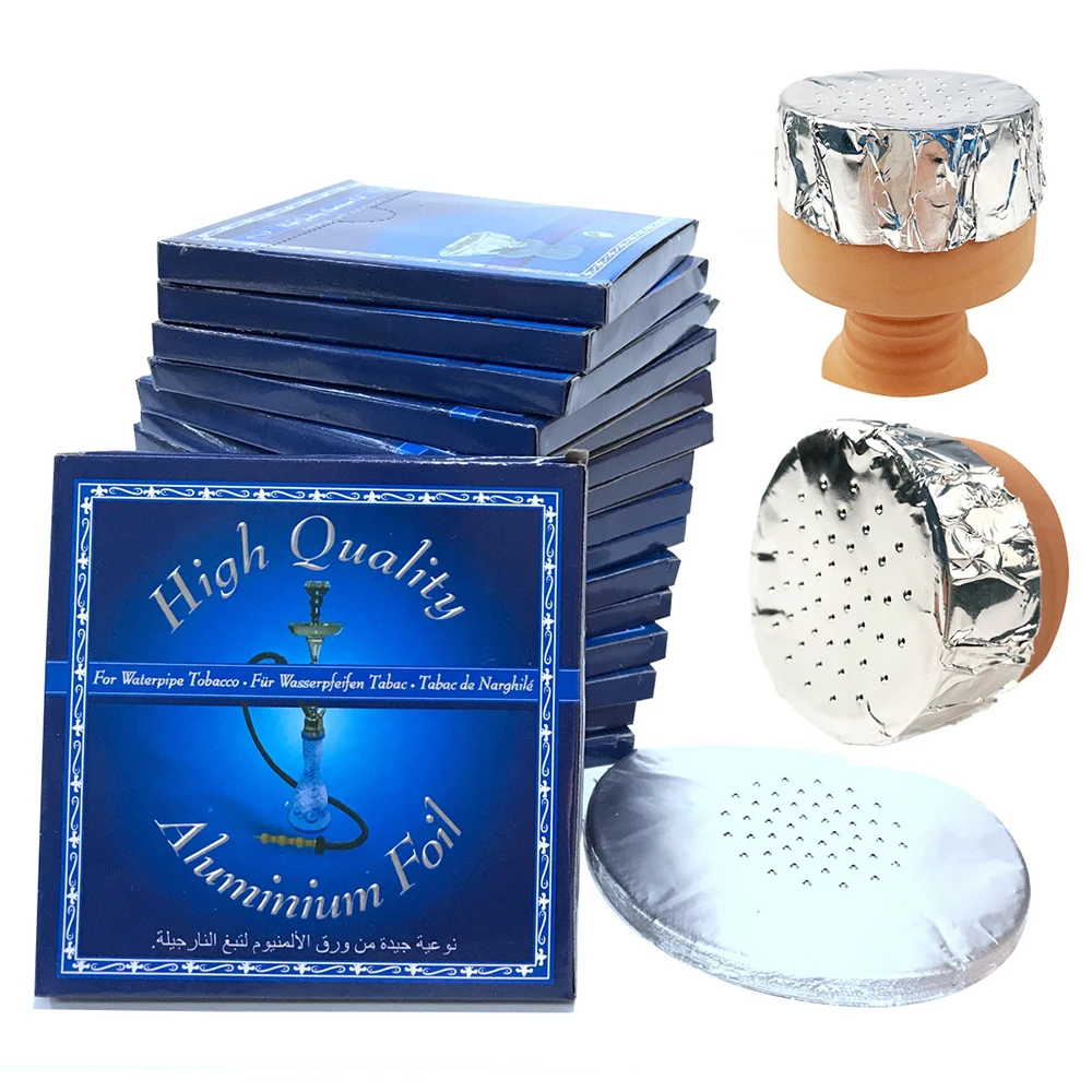 50pcs/Box Arab Hookah Perforated Tinfoil 12*12cm with Hole Circular Alpha Shisha Tin Foil for Hookah Bowls Nargile Accessories