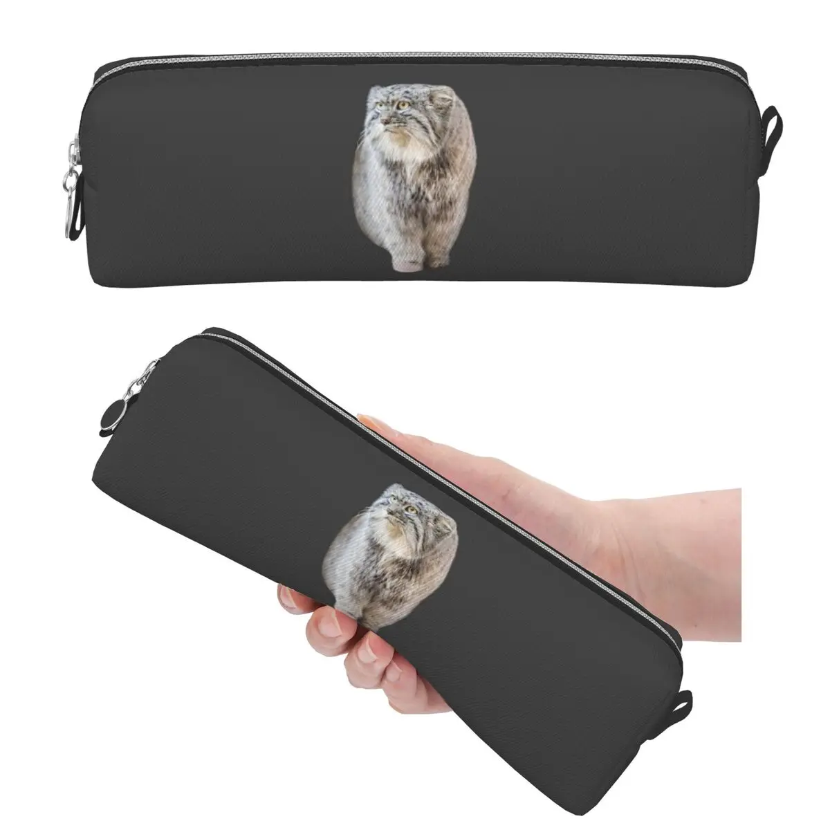 Round Pallas Cat Pencil Cases Large Storage Pen Bags Pen Box For Boys Girls Students Stationery Pencil Pouch Cosmetic bag