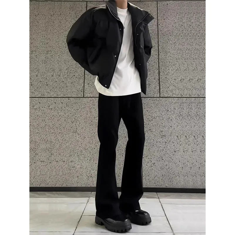 

Bla High Waist Straight Leg Jeans Men's Thiened Fce Lined Bootcut Winter Slimming Trousers American High Street Sle