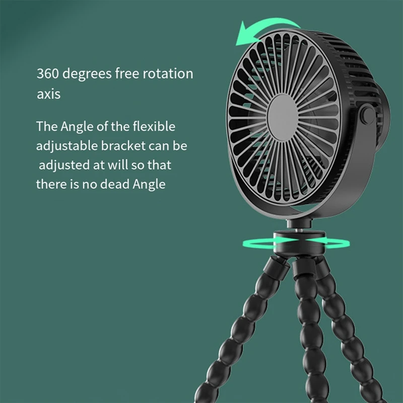 Pequeno ventilador portátil portátil, Mini ventilador polvo, Desktop USB Quiet Fan para acampamento ao ar livre