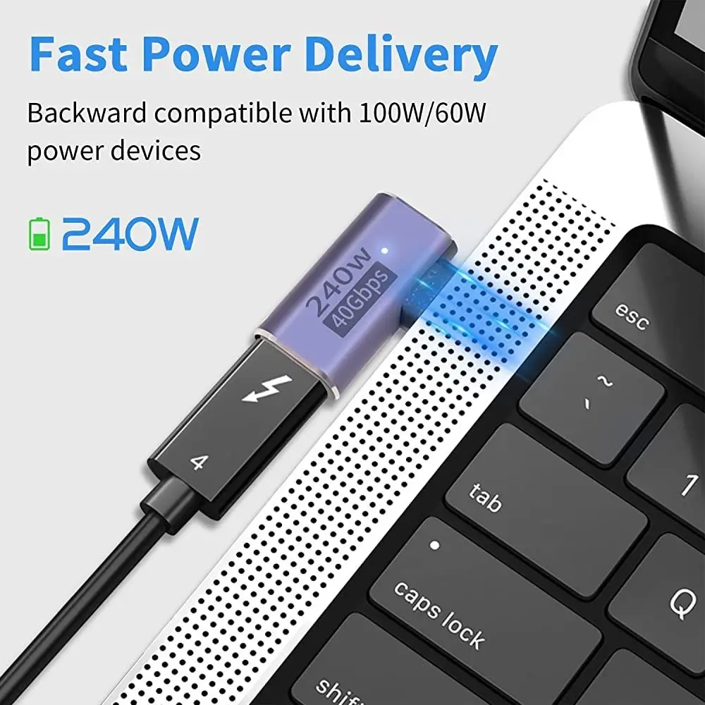 شحن سريع نوع C محول ، ذكر إلى أنثى USB C محول ، مؤشر LED ، نقل البيانات ، الهاتف ، الكمبيوتر المحمول ، 240 واط ، 40Gbps ، 8K ، 60 هرتز ، 1 قطعة #5