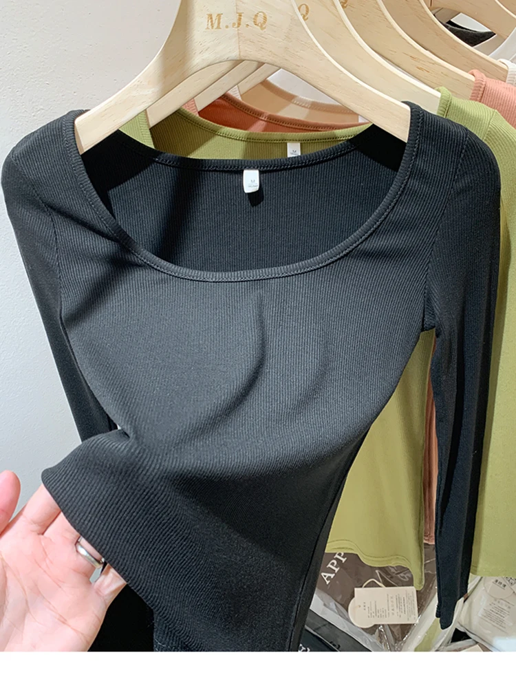 

T Shirt Women Basic Black Long Sleeve Tops Korean Style Slim All-match T-shirts Female Casual Fashion Tee Shirts Femme Clothes