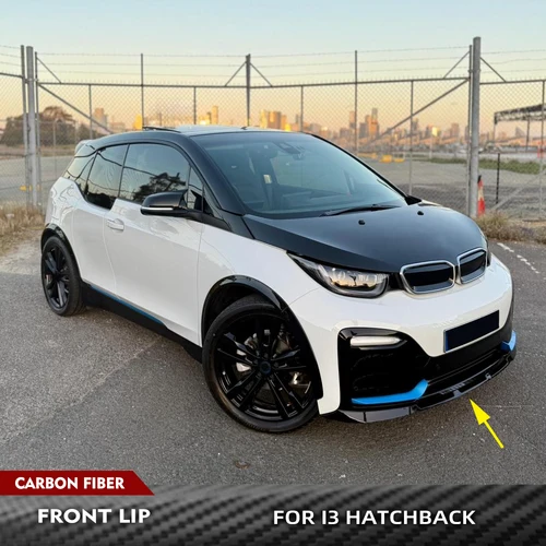 Bmw i3 I01 ハッチバック I3 2018-2020 カーボンファイバーフロントバンパーリップあごスポイラー車体キット車のフロントバンパーリップスポイラー