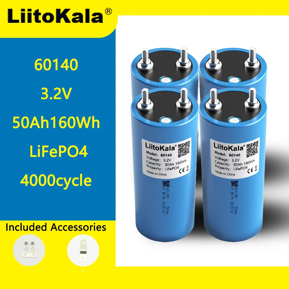 

1-8pcs LiitoKala 60140 3.2V 50Ah LifePo4 battery for diy 12V 24V 48V 50Ah/100Ah solar Inverter electric vehicle coach golf cart
