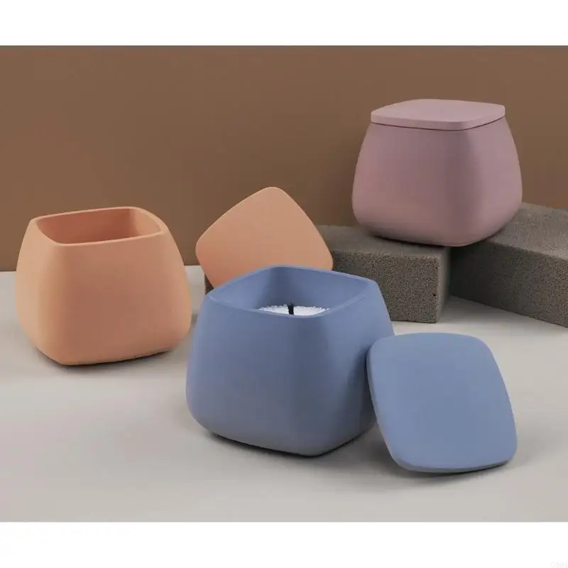 G99A Sqaure Resin Jar Silicone Molds Cubic Candle Holder Molds for Epoxy Resin Candle Cup Home Decoration