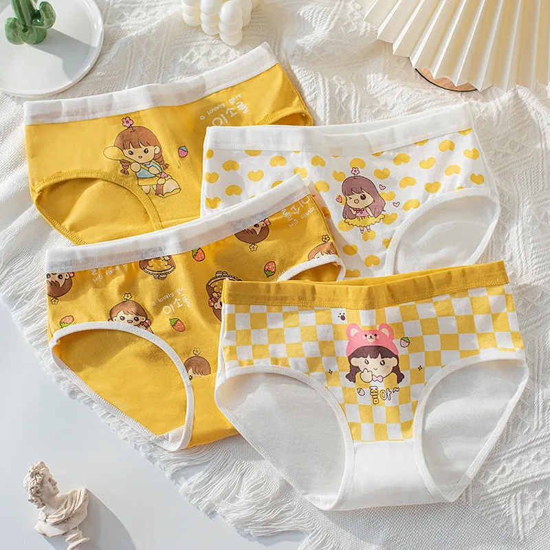 4 Stück weiche, antibakterielle Baumwoll-Slips für Kinder und Mädchen, Höschen mit Cartoon-Print, atmungsaktive Unterwäsche für Kinder von 3–16 Jahren – Detail 11
